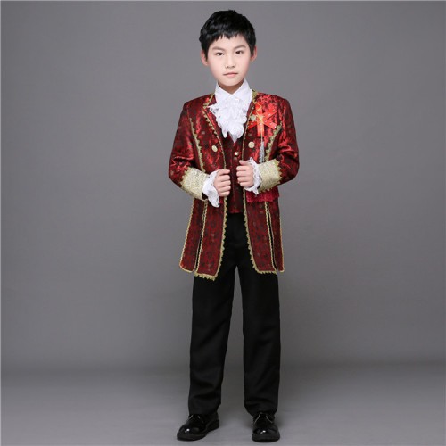 Children's European Court palace Cosplay clothes Boy European Aristocratic Drama Stage Prince Dress Show Drummer performance Costumes